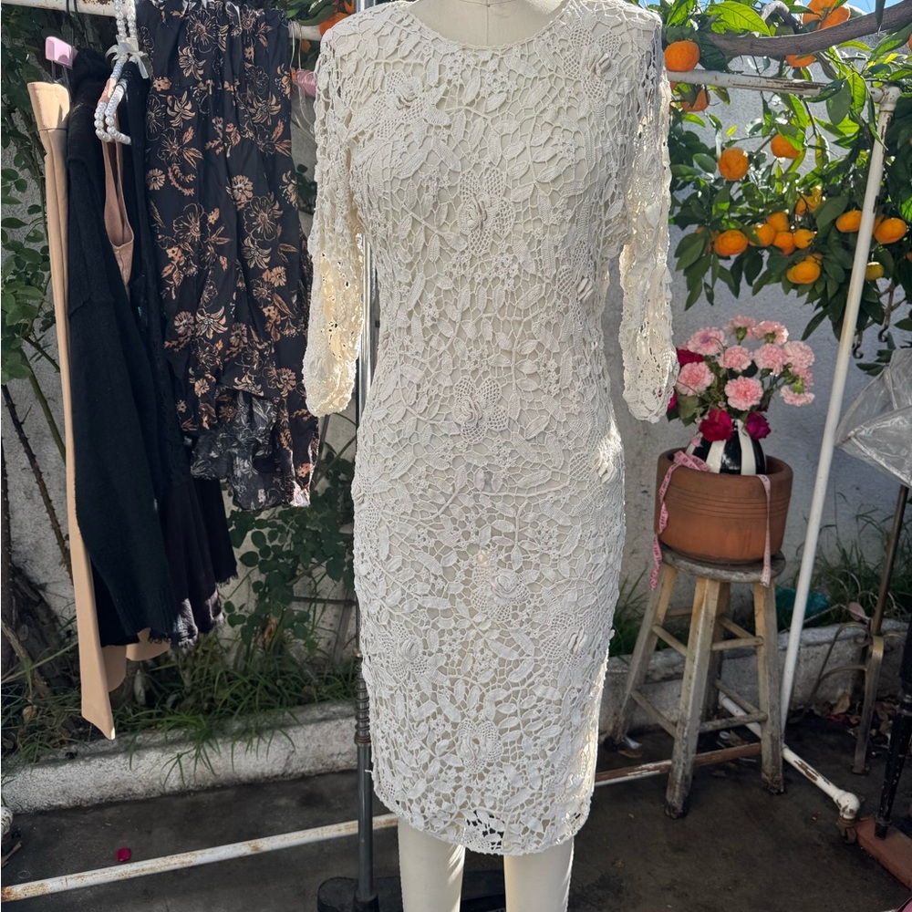 Elegant White Lace Dress crochet